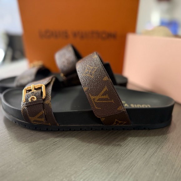Louis Vuitton Monogram Brown Slides - Picture 5 of 11